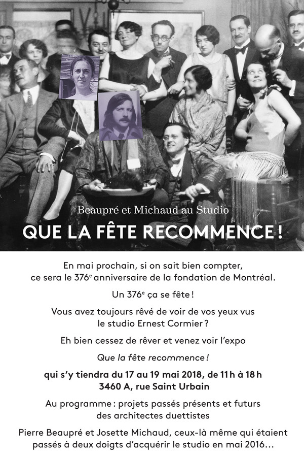 Exposition Pierre Beaupré et Josette Michaud au studio – Que la fête recommence!