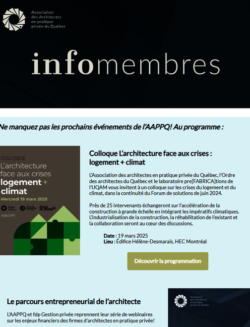 Événements AAPPQ | CCU à Montréal : formation en ligne | Menace tarifaire