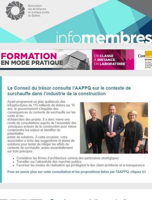 Consultations Conseil du trésor | Commentaires gouvernance Fonds des architectes | Joyeuses fêtes !