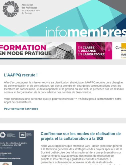 L'AAPPQ recrute | Modes de réalisation à la SQI | Nouveautés programme AccèsLogis...