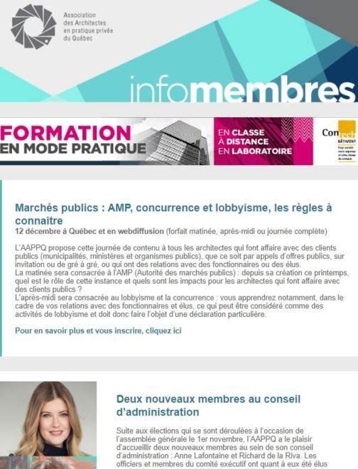 Conférence AMP et lobbyisme | Nouveau CA | Représentations | PL29...