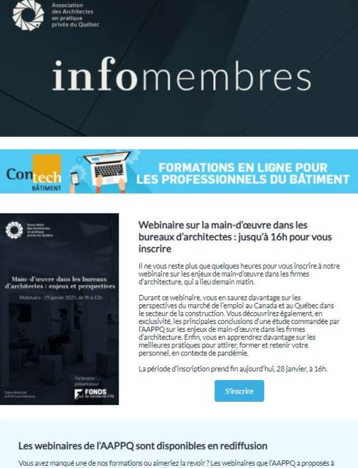 Webinaire Main-d’œuvre | REM : Lettre ouverte | Quiestlarchitecte | etc.