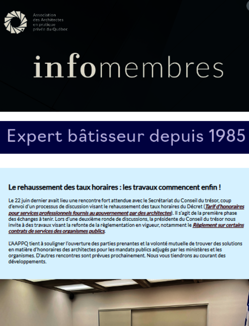 Taux horaires | Chaire de recherche sur la qualité de l'environnement bâti | PNAAT | Travaux d’équité salariale | etc.