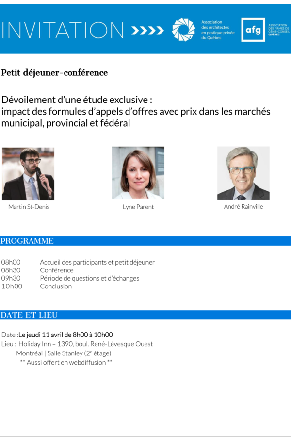 Dévoilement d’une étude exclusive :  impact des formules d’appels d’offres avec prix dans les marchés municipal, provincial et fédéral