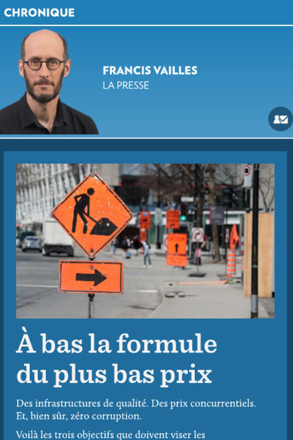 La Presse + revient sur les règles d’octroi de contrats publics et la règle du plus bas soumissionnaire