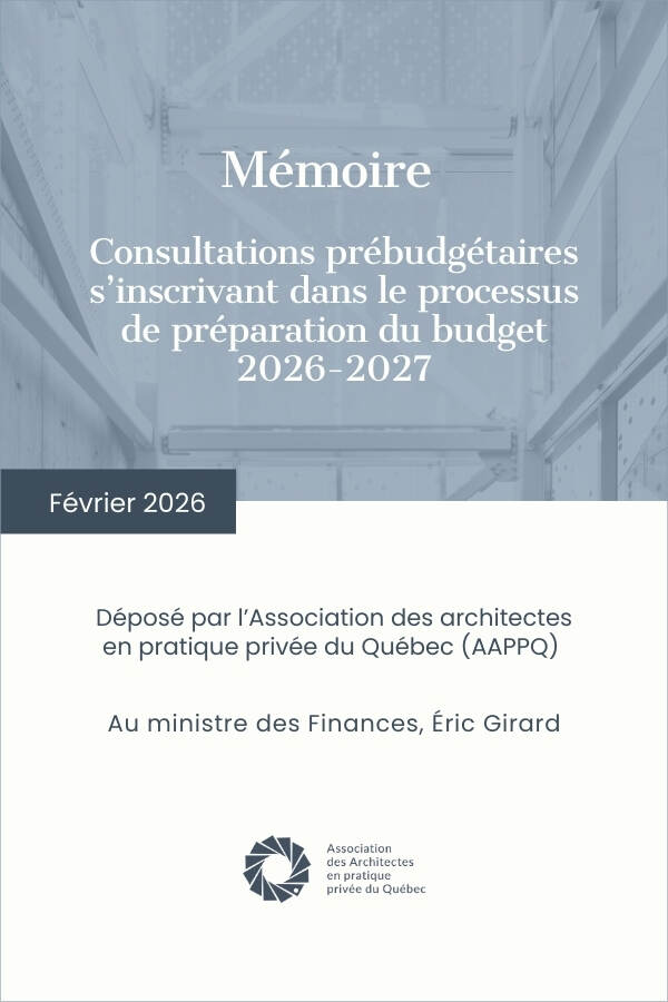 M&eacute;moire d&eacute;pos&eacute; dans le cadre des consultations pr&eacute;budg&eacute;taires 2026-2027