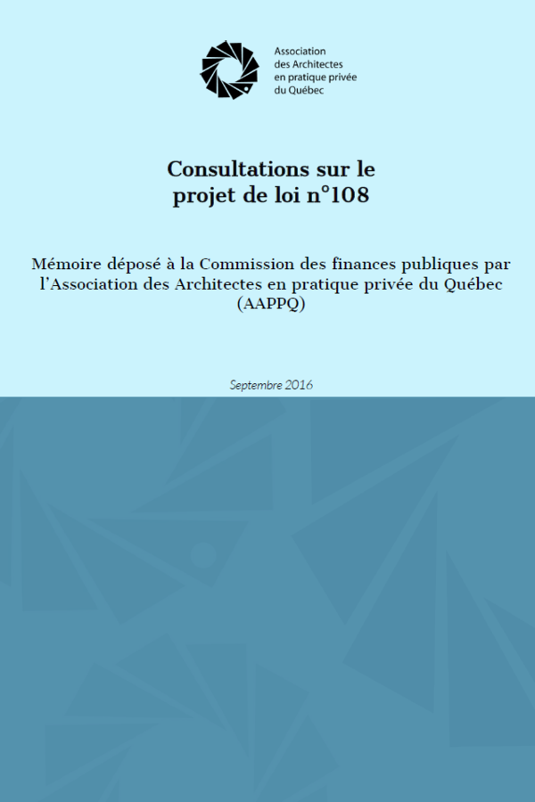 Projet de loi instaurant l’autorité des marchés publics : l’AAPPQ dépose un mémoire et sera reçue en Commission parlementaire