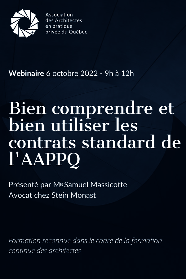 Bien comprendre et bien utiliser les contrats standard de l'AAPPQ