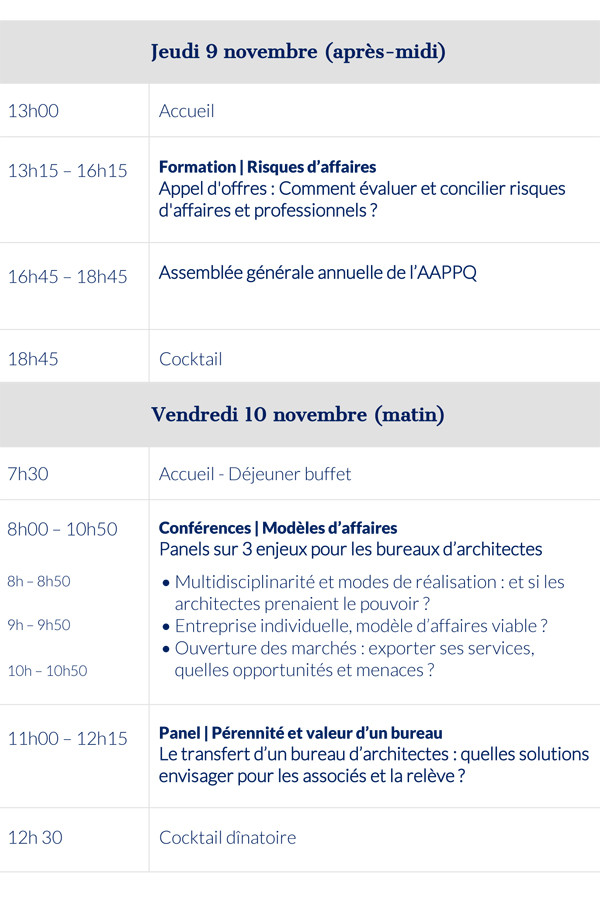 Conférences AAPPQ et Assemblée générale